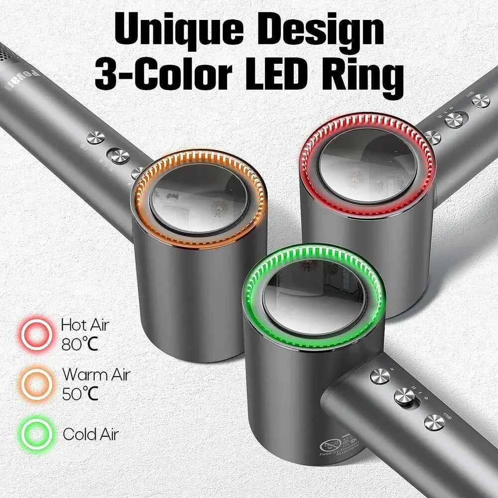 Professional 3-Color LED‎ Ring Hair Dryer with Multiple Heat Settings - Picture 2 of 15
